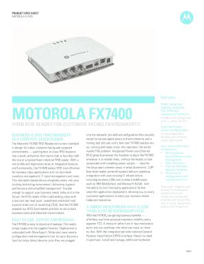 Product Spec Sheet: Motorola FX7400 Fixed RFID Reader